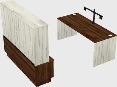 Parallel desk with low credenza
