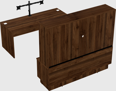 Parallel desk with low credenza
