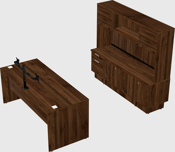Parallel desk with low credenza