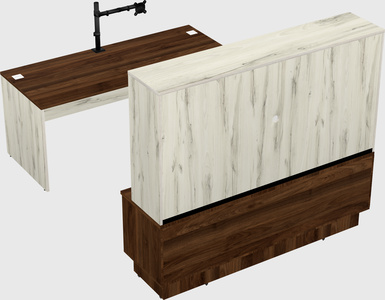 Parallel desk with low credenza