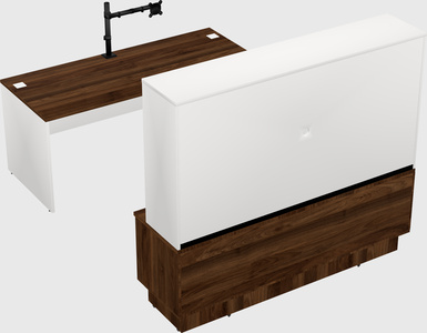 Parallel desk with low credenza