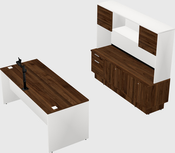Parallel desk with low credenza