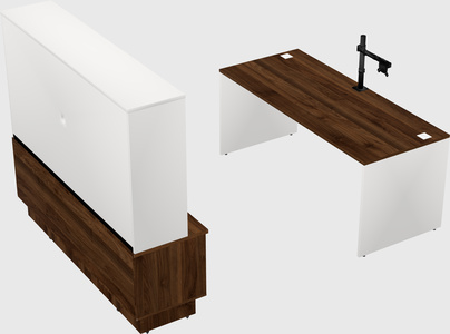 Parallel desk with low credenza