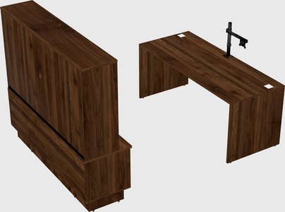 Parallel desk with low credenza