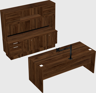 Parallel desk with low credenza