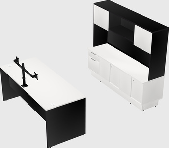 Parallel desk with low credenza