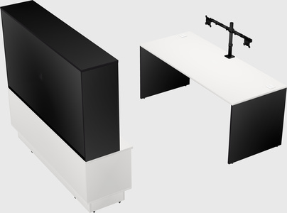 Parallel desk with low credenza