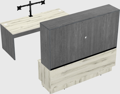 Parallel desk with low credenza