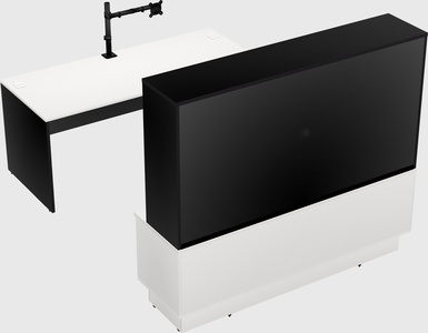 Parallel desk with low credenza