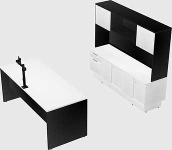 Parallel desk with low credenza