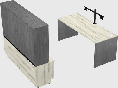 Parallel desk with low credenza