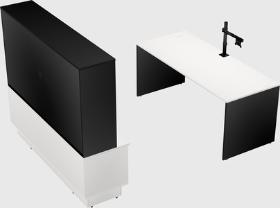 Parallel desk with low credenza