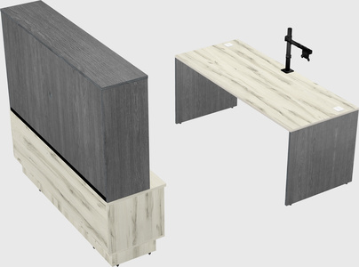 Parallel desk with low credenza