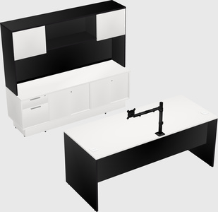 Parallel desk with low credenza