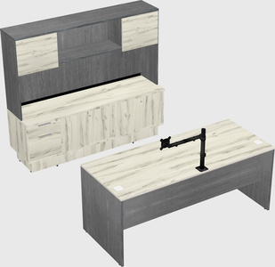 Parallel desk with low credenza