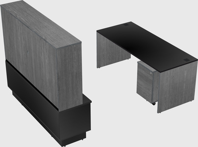 Parallel desk with low credenza