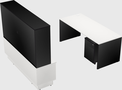 Parallel desk with low credenza