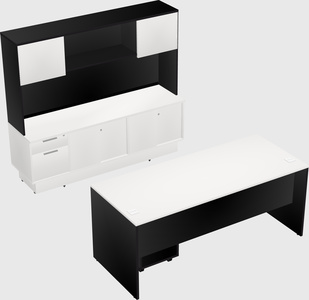 Parallel desk with low credenza