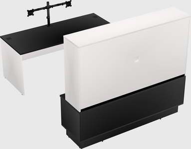 Parallel desk with low credenza