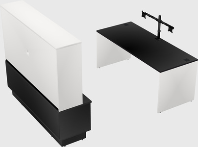 Parallel desk with low credenza