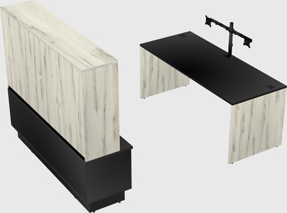 Parallel desk with low credenza