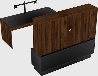 Parallel desk with low credenza