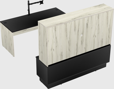 Parallel desk with low credenza