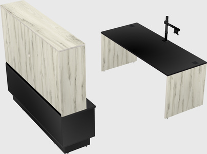 Parallel desk with low credenza