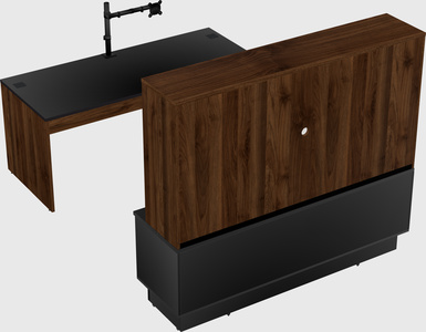 Parallel desk with low credenza