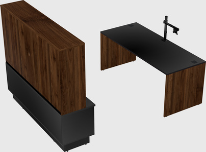 Parallel desk with low credenza