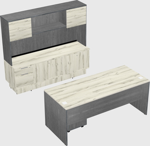 Parallel desk with low credenza