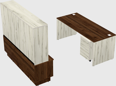 Parallel desk with low credenza