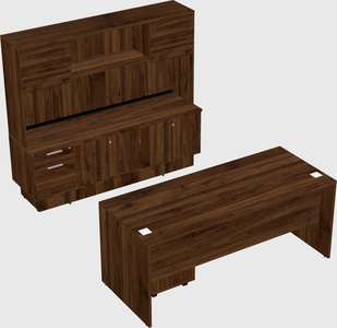 Parallel desk with low credenza