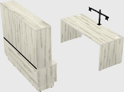 Parallel desk with low credenza