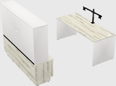 Parallel desk with low credenza