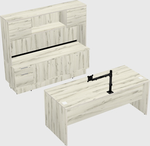 Parallel desk with low credenza