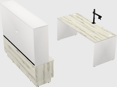 Parallel desk with low credenza