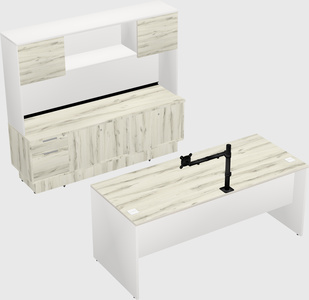 Parallel desk with low credenza