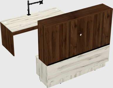 Parallel desk with low credenza