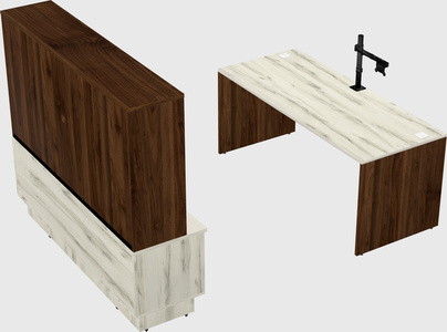 Parallel desk with low credenza