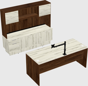 Parallel desk with low credenza