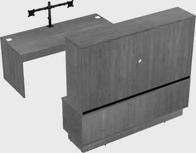 Parallel desk with low credenza