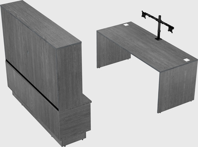 Parallel desk with low credenza