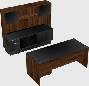 Parallel desk with low credenza