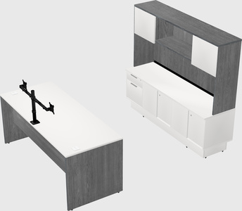Parallel desk with low credenza