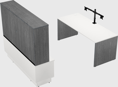 Parallel desk with low credenza