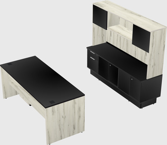 Parallel desk with low credenza