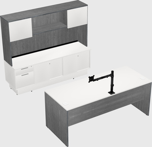 Parallel desk with low credenza