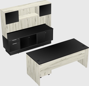 Parallel desk with low credenza