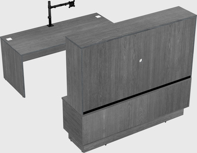Parallel desk with low credenza